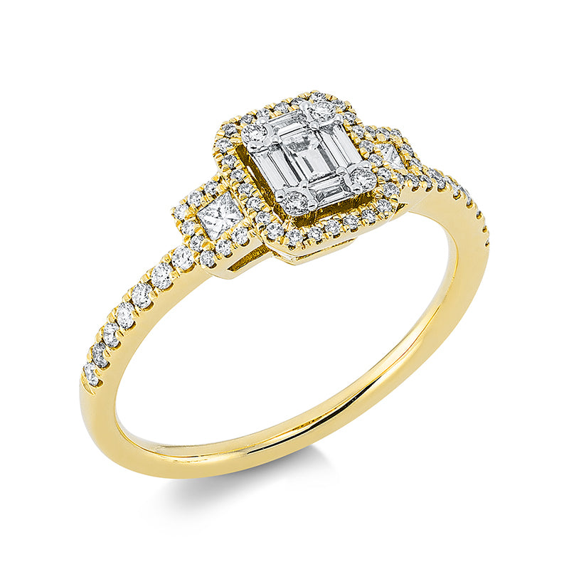 Ring    aus 750/-18 Karat Gelbgold mit 67 Diamanten 0