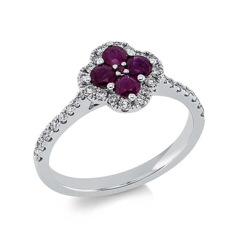 Ring mit Rubin  aus 750/-18 Karat Weißgold mit 32 Diamanten 0
