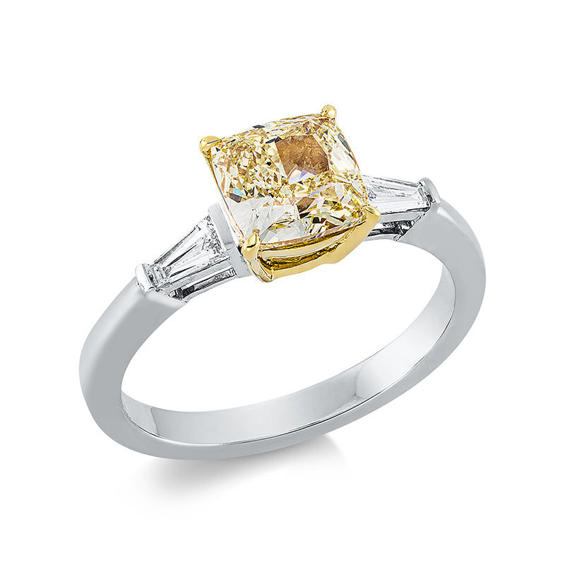 Ring    aus 750/-18 Karat Weißgold / Gelbgold mit 3 Diamanten 1