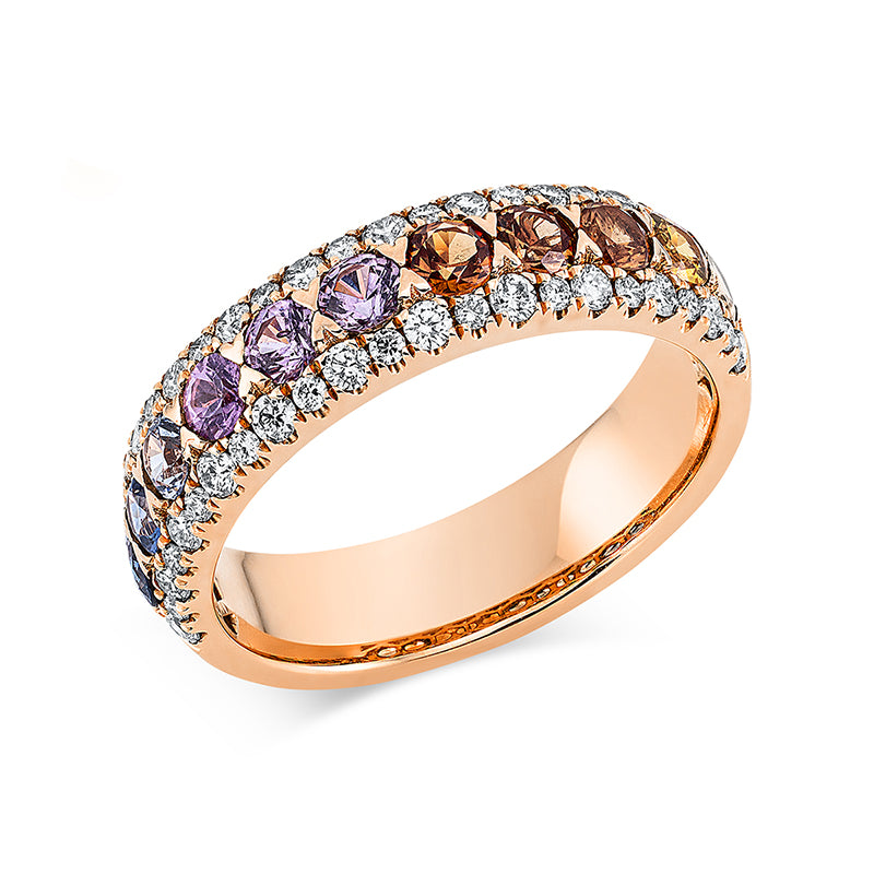 Ring mit Saphir  aus 750/-18 Karat Rotgold mit 46 Diamanten 0