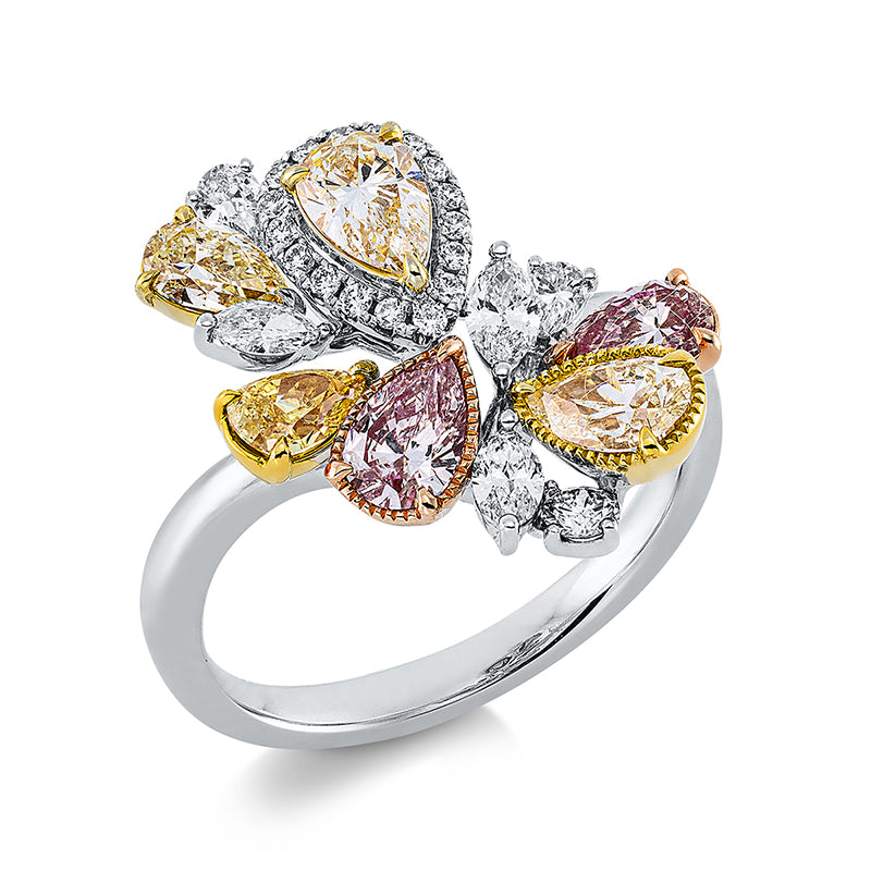 Ring    aus 750/-18 Karat Weißgold / Gelbgold / Rotgold mit 29 Diamanten 1