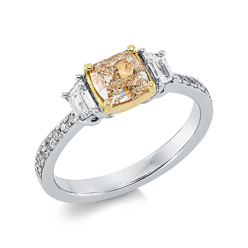 Ring    aus 750/-18 Karat Gelbgold / Weißgold mit 17 Diamanten 1