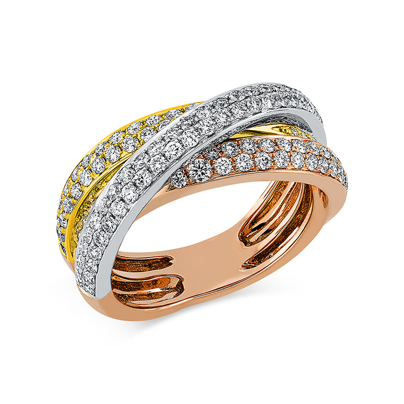 Ring    aus 750/-18 Karat Weißgold / Gelbgold / Rotgold mit 110 Diamanten 1