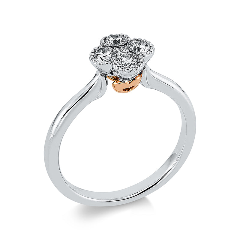 Ring    aus 750/-18 Karat Weißgold / Rotgold mit 5 Diamanten 0