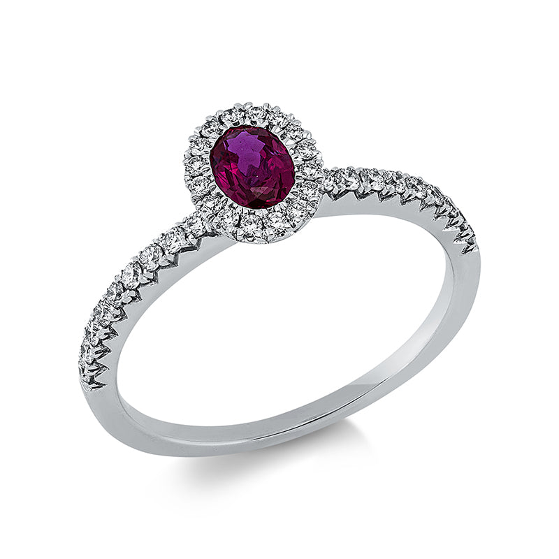 Ring mit Rubin  aus 750/-18 Karat Weißgold mit 34 Diamanten 0