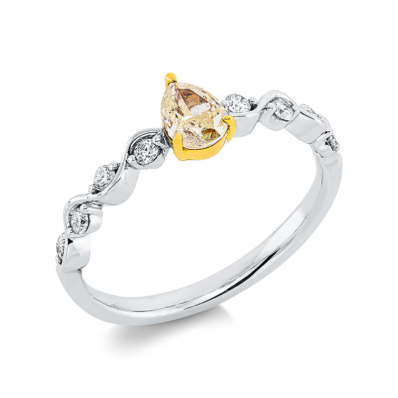 Ring    aus 750/-18 Karat Weißgold / Gelbgold mit 9 Diamanten 0