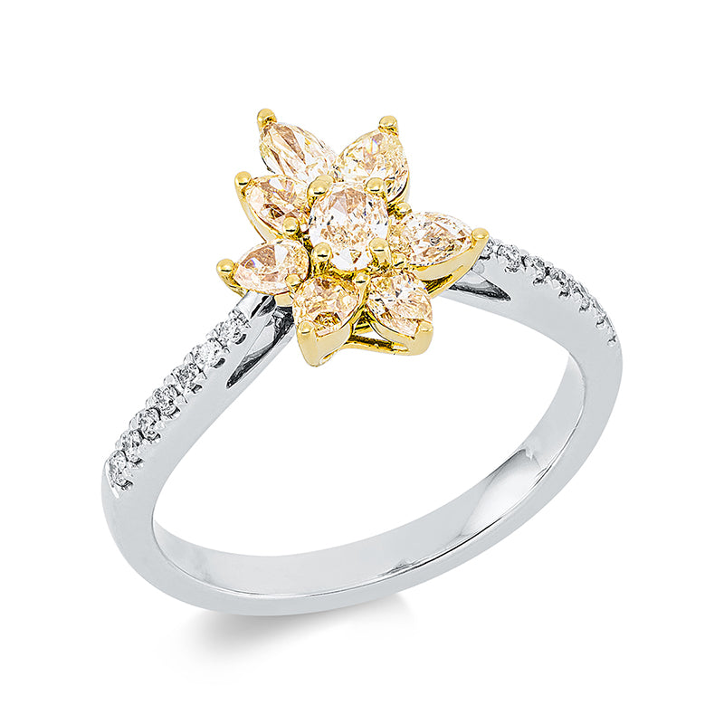 Ring    aus 750/-18 Karat Weißgold / Gelbgold mit 22 Diamanten 0