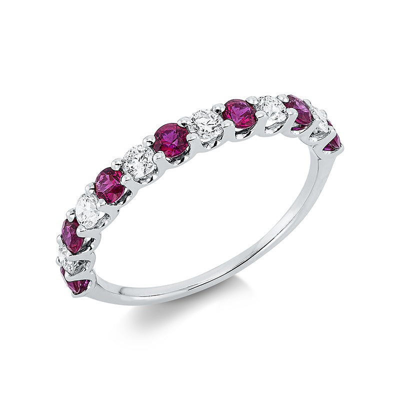 Ring mit Rubin  aus 750/-18 Karat Weißgold mit 6 Diamanten 0
