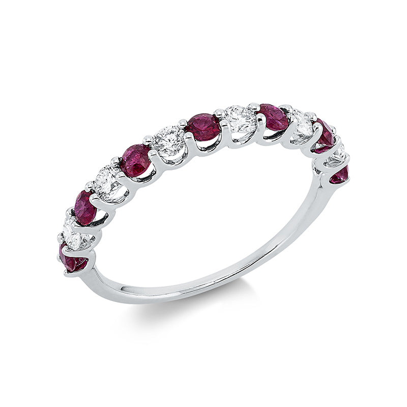 Ring mit Rubin  aus 750/-18 Karat Weißgold mit 6 Diamanten 0