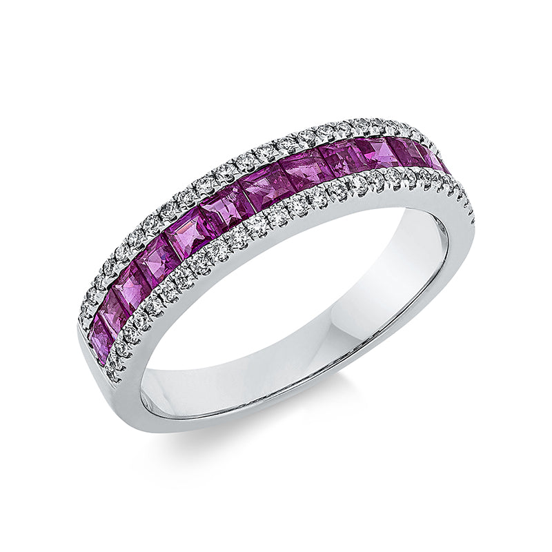 Ring mit Rubin  aus 750/-18 Karat Weißgold mit 54 Diamanten 0