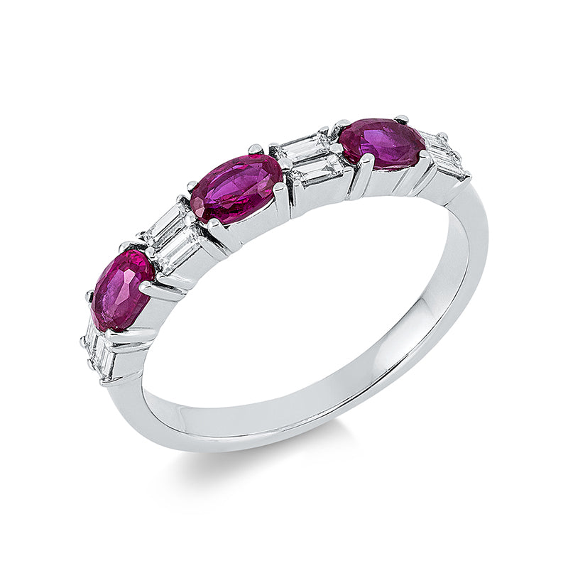 Ring mit Rubin  aus 750/-18 Karat Weißgold mit 8 Diamanten 0