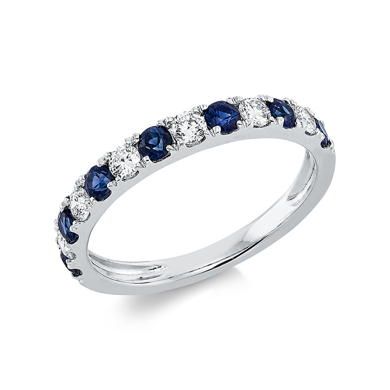 Ring mit Saphir  aus 750/-18 Karat Weißgold mit 6 Diamanten 0