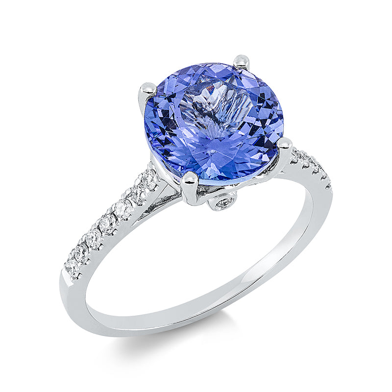 Ring mit Tansanit  aus 750/-18 Karat Weißgold mit 16 Diamanten 0