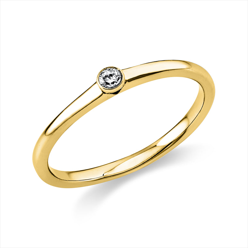 Ring    aus 585/-14 Karat Gelbgold mit 1 Diamant 0