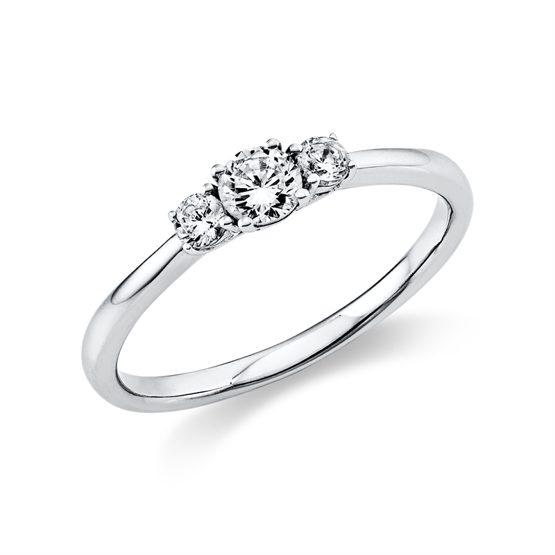 Ring    aus 585/-14 Karat Weißgold mit 3 Diamanten 0