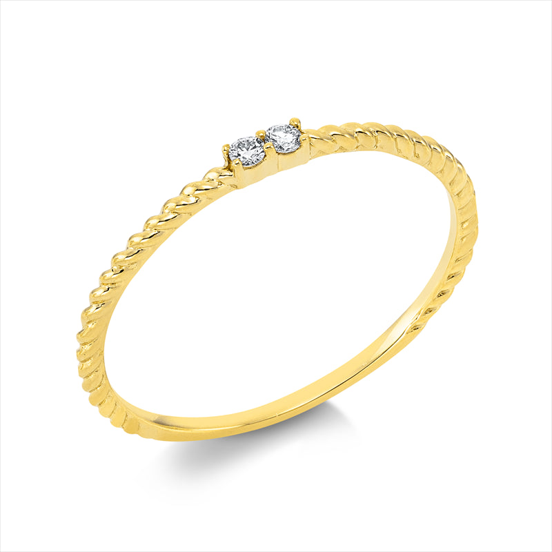 Ring    aus 750/-18 Karat Gelbgold mit 2 Diamanten 0