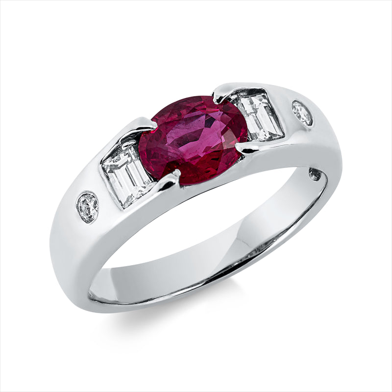 Ring mit Rubin  aus 900/-Platin Platin mit 4 Diamanten 0