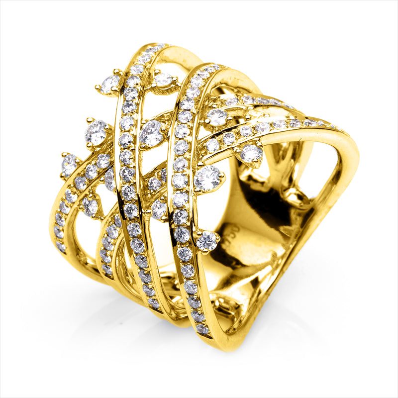 Ring    aus 750/-18 Karat Gelbgold mit 93 Diamanten 1