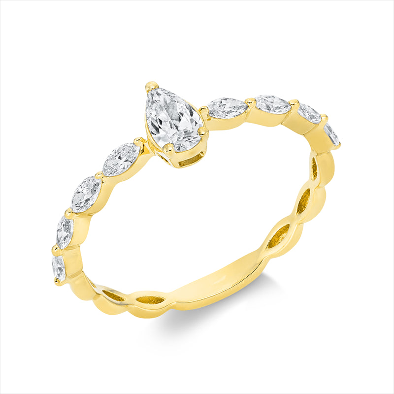 Ring    aus 750/-18 Karat Gelbgold mit 9 Diamanten 0