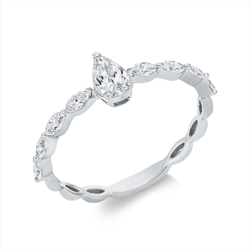 Ring    aus 750/-18 Karat Weißgold mit 9 Diamanten 0