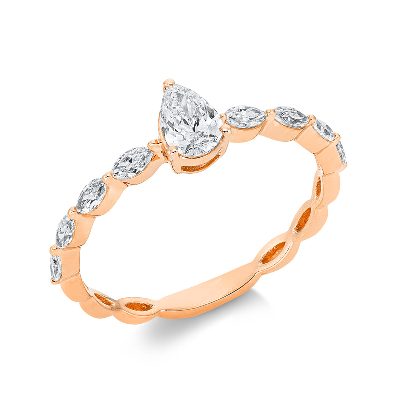 Ring    aus 750/-18 Karat Rotgold mit 9 Diamanten 0