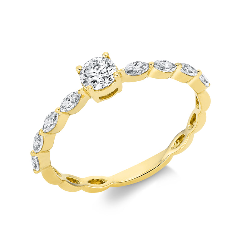 Ring    aus 750/-18 Karat Gelbgold mit 9 Diamanten 0
