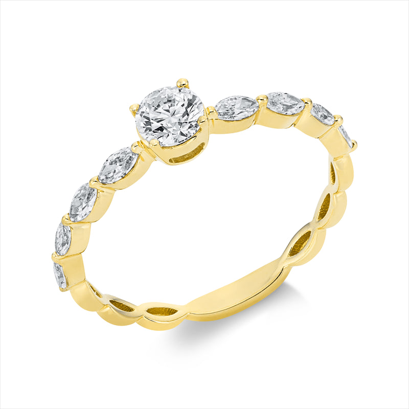 Ring    aus 750/-18 Karat Gelbgold mit 9 Diamanten 0