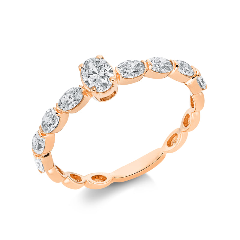 Ring    aus 750/-18 Karat Rotgold mit 9 Diamanten 0