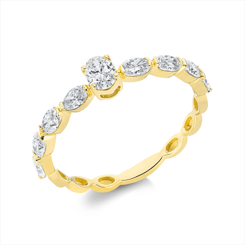 Ring    aus 750/-18 Karat Gelbgold mit 9 Diamanten 0