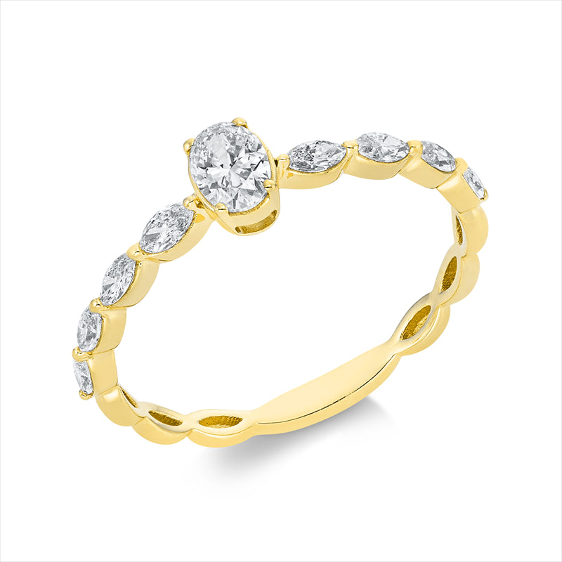 Ring    aus 750/-18 Karat Gelbgold mit 9 Diamanten 0