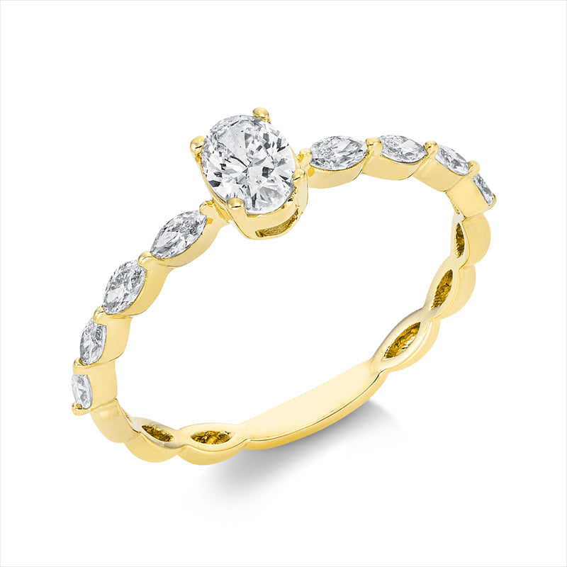 Ring    aus 750/-18 Karat Gelbgold mit 9 Diamanten 0