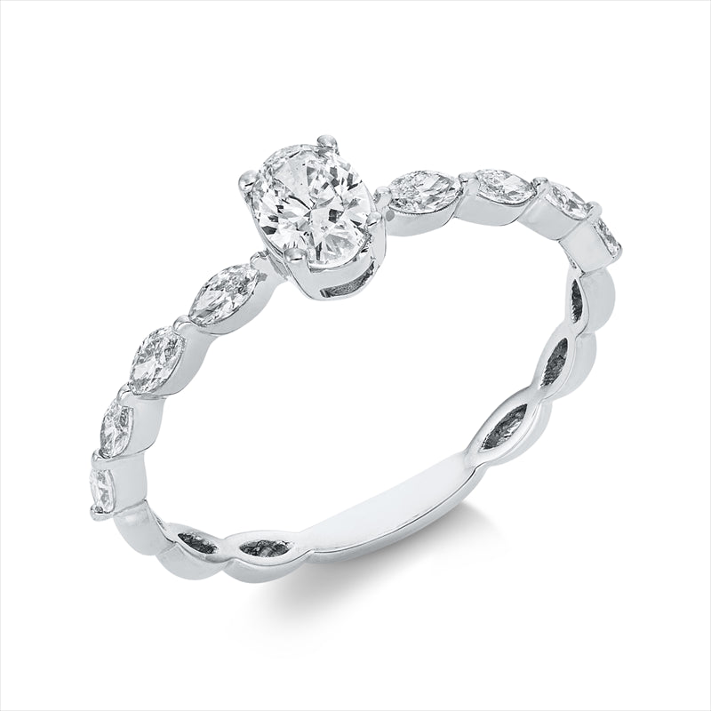 Ring    aus 750/-18 Karat Weißgold mit 9 Diamanten 0