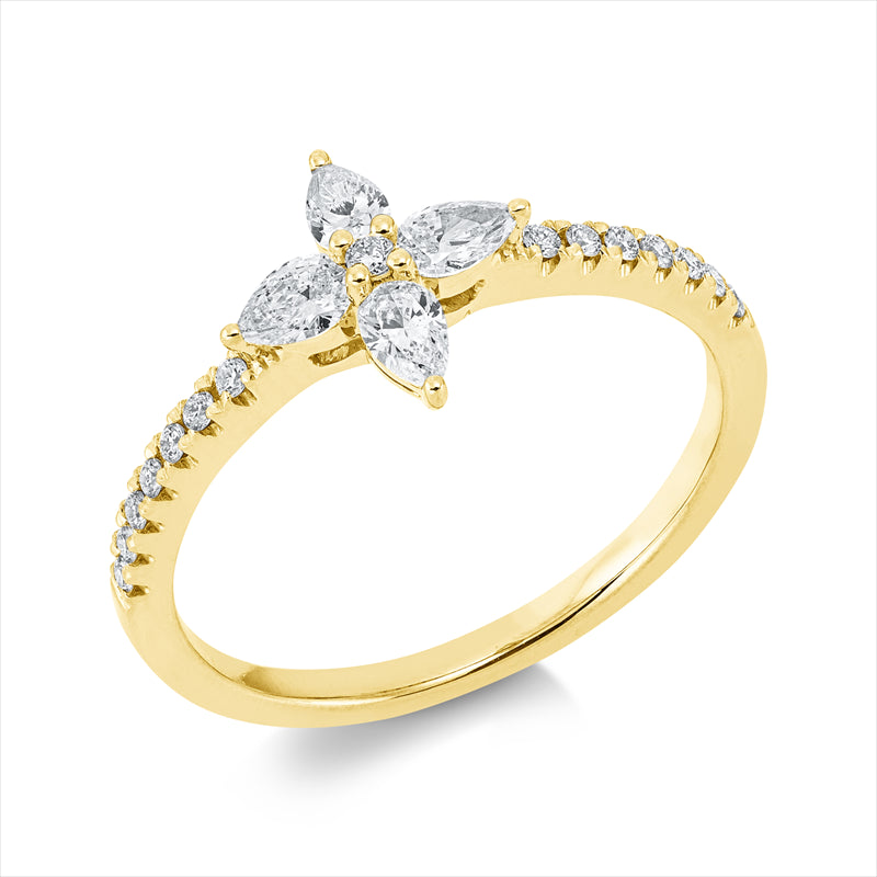 Ring    aus 750/-18 Karat Gelbgold mit 19 Diamanten 0