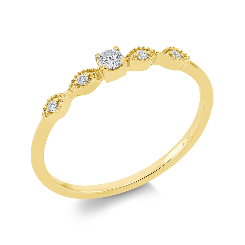 Ring    aus 750/-18 Karat Gelbgold mit 5 Diamanten 0