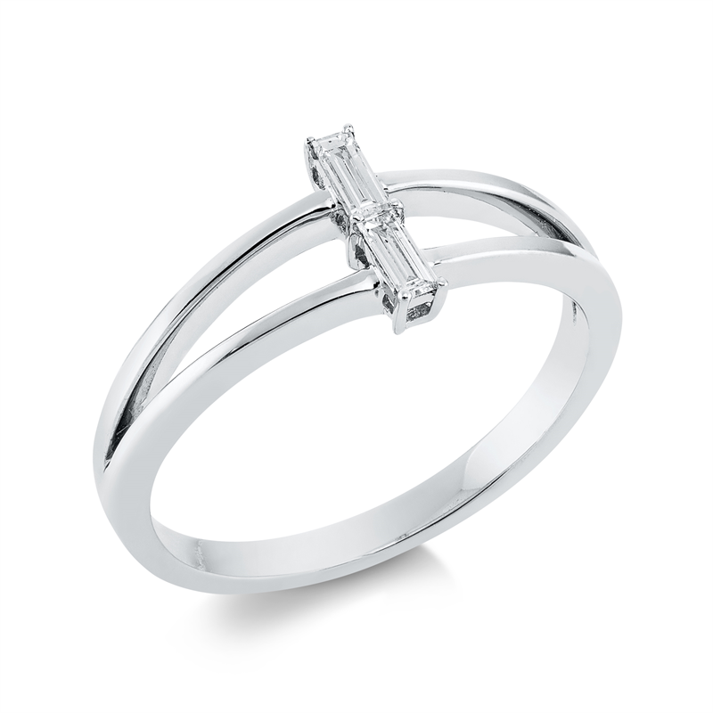 Ring    aus 750/-18 Karat Weißgold mit 2 Diamanten 0