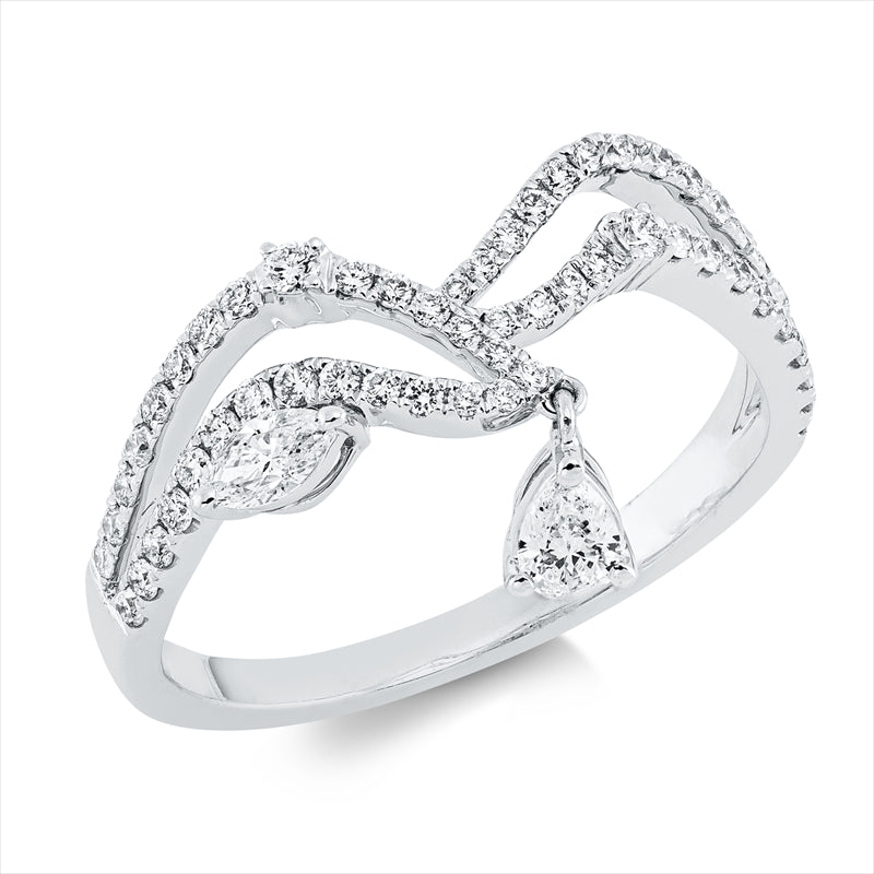 Ring    aus 750/-18 Karat Weißgold mit 60 Diamanten 0