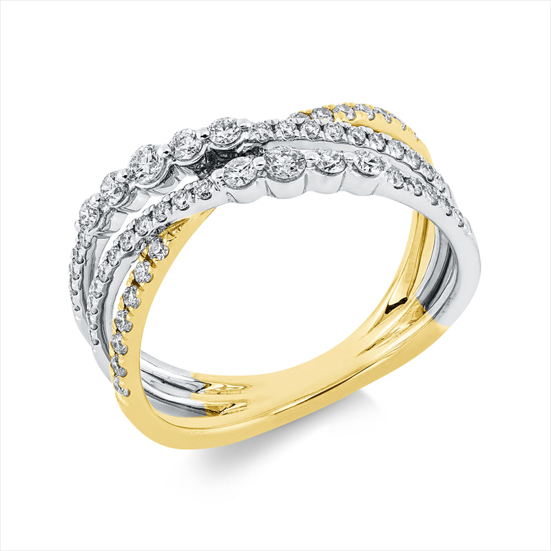 Ring    aus 750/-18 Karat Weißgold / Gelbgold mit 55 Diamanten 0