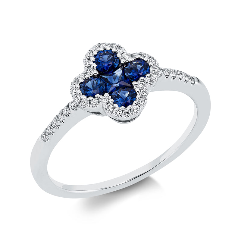 Ring mit Rubin  aus 750/-18 Karat Weißgold mit 40 Diamanten 0