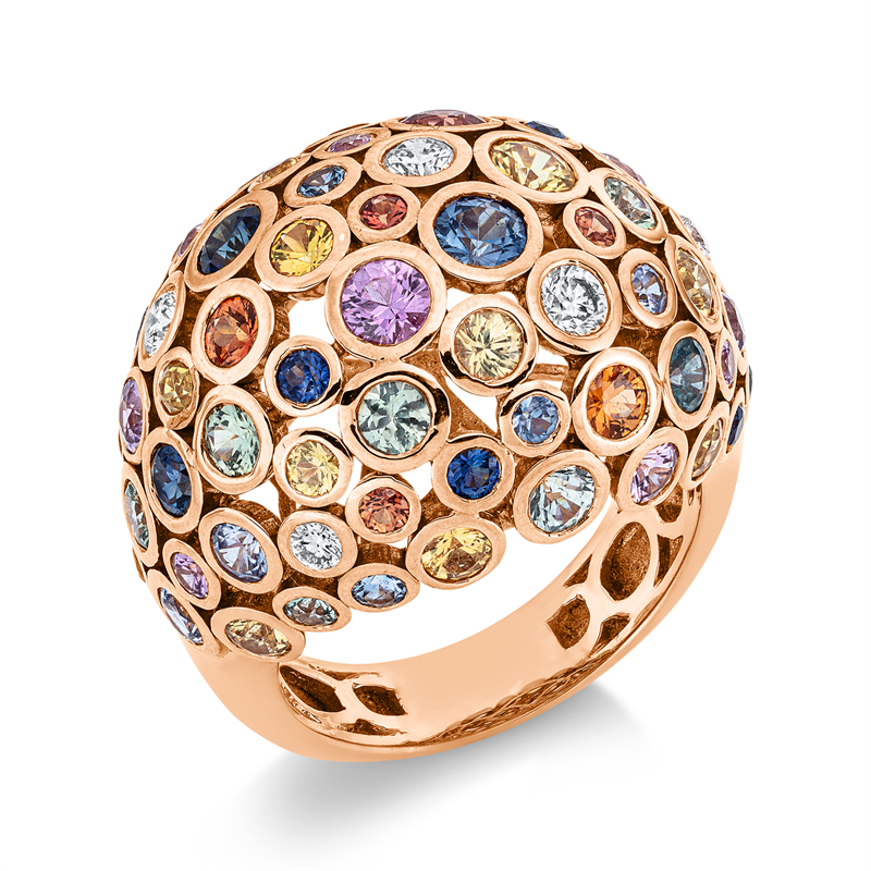 Ring mit Saphir  aus 750/-18 Karat Rotgold mit 5 Diamanten 0