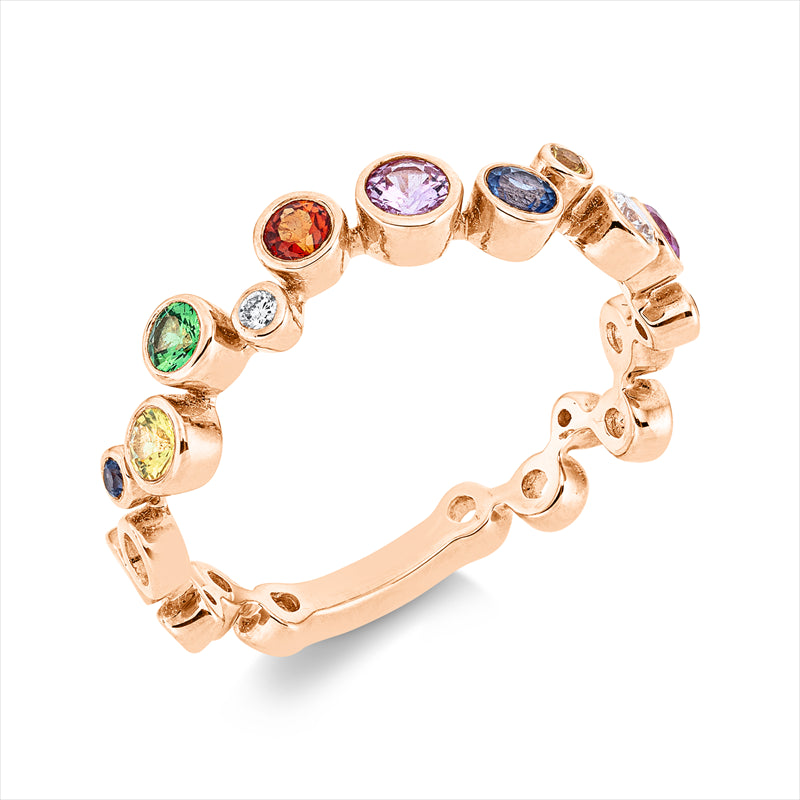 Ring mit Saphir  aus 750/-18 Karat Rotgold mit 2 Diamanten 0