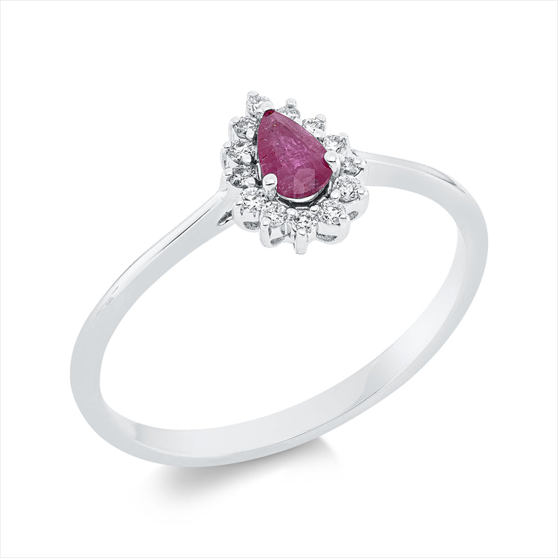 Ring mit Rubin  aus 750/-18 Karat Weißgold mit 13 Diamanten 0