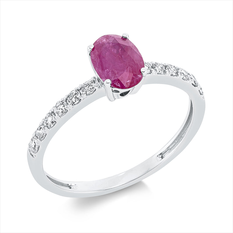 Ring mit Rubin  aus 750/-18 Karat Weißgold mit 12 Diamanten 0