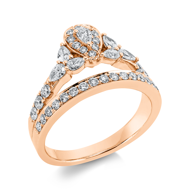 Ring    aus 750/-18 Karat Rotgold mit 40 Diamanten 0