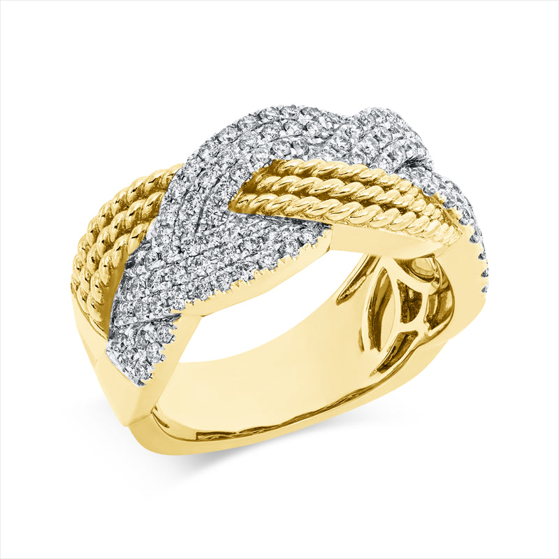 Ring    aus 750/-18 Karat Gelbgold / Weißgold mit 102 Diamanten 0