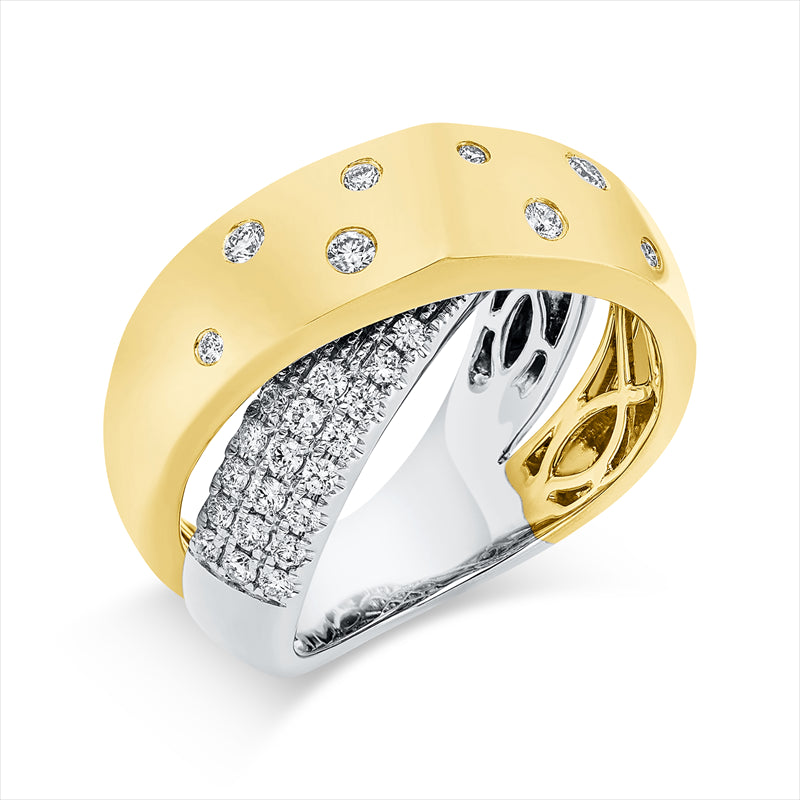 Ring    aus 750/-18 Karat Gelbgold / Weißgold mit 46 Diamanten 0