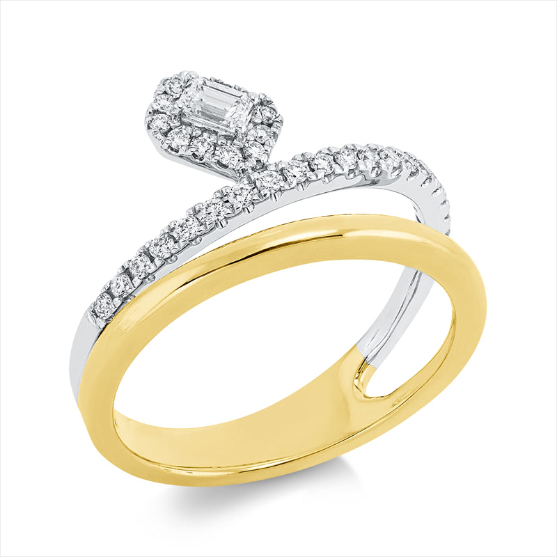 Ring    aus 750/-18 Karat Weißgold / Gelbgold mit 32 Diamanten 0