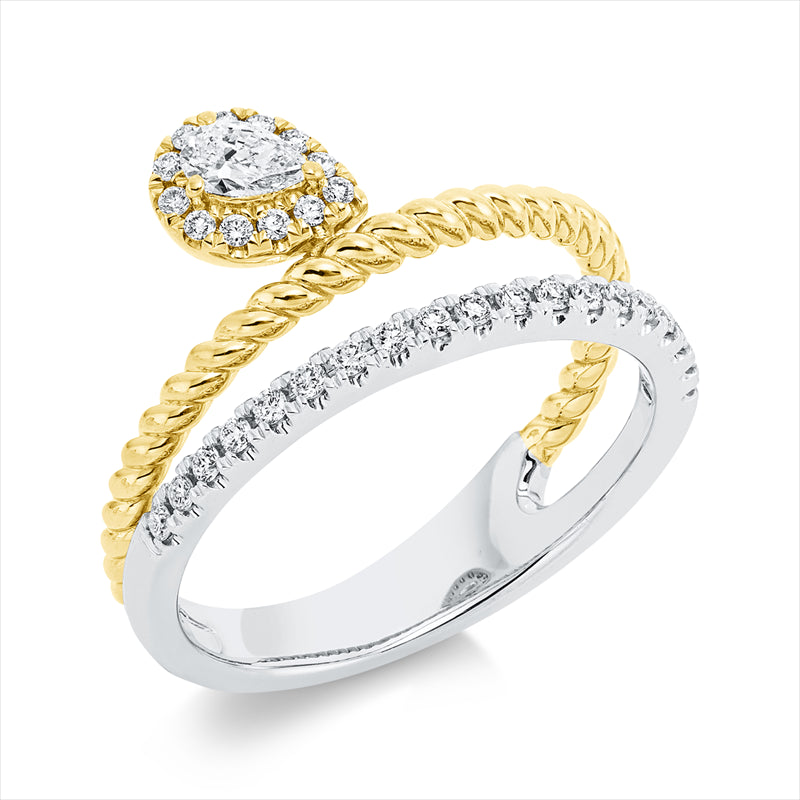 Ring    aus 750/-18 Karat Weißgold / Gelbgold mit 32 Diamanten 0