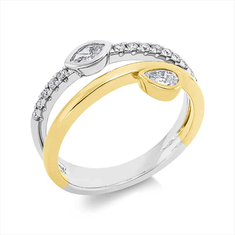 Ring    aus 750/-18 Karat Weißgold / Gelbgold mit 16 Diamanten 0