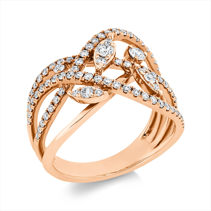 Ring    aus 750/-18 Karat Rotgold mit 84 Diamanten 0