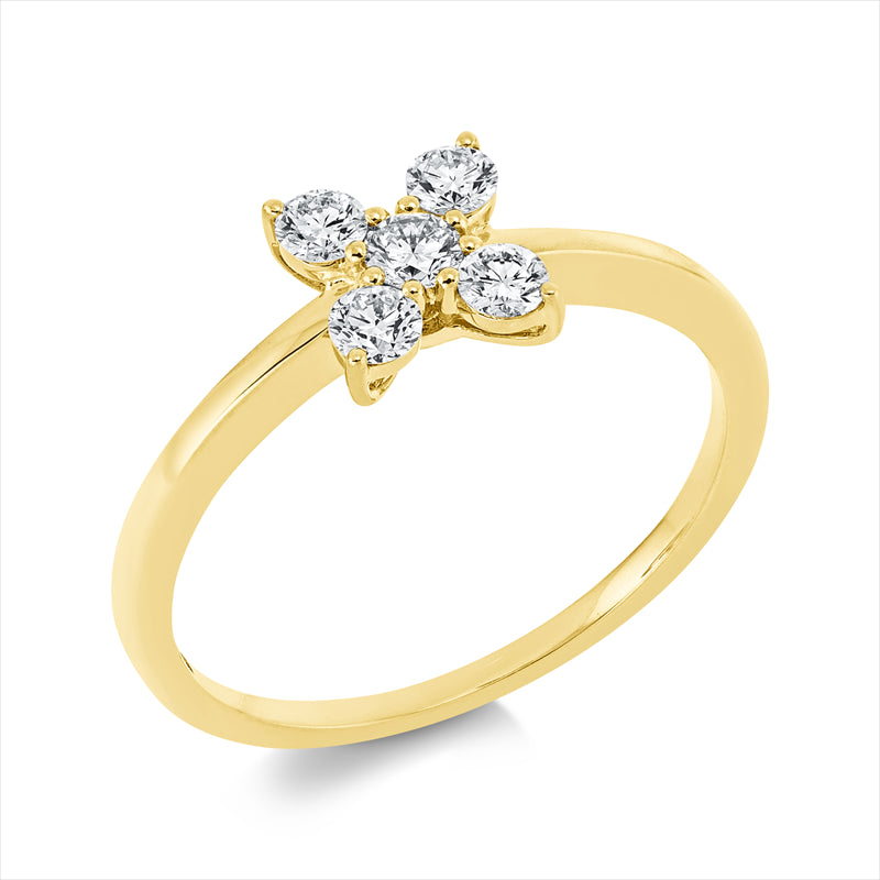 Ring    aus 750/-18 Karat Gelbgold mit 5 Diamanten 0